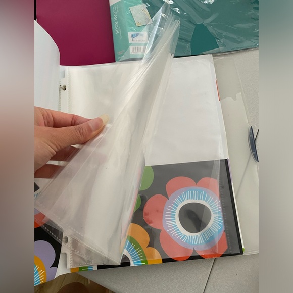 Set of colorful files clear Book folders & paper covers pink green yellow NWT - Picture 3 of 11